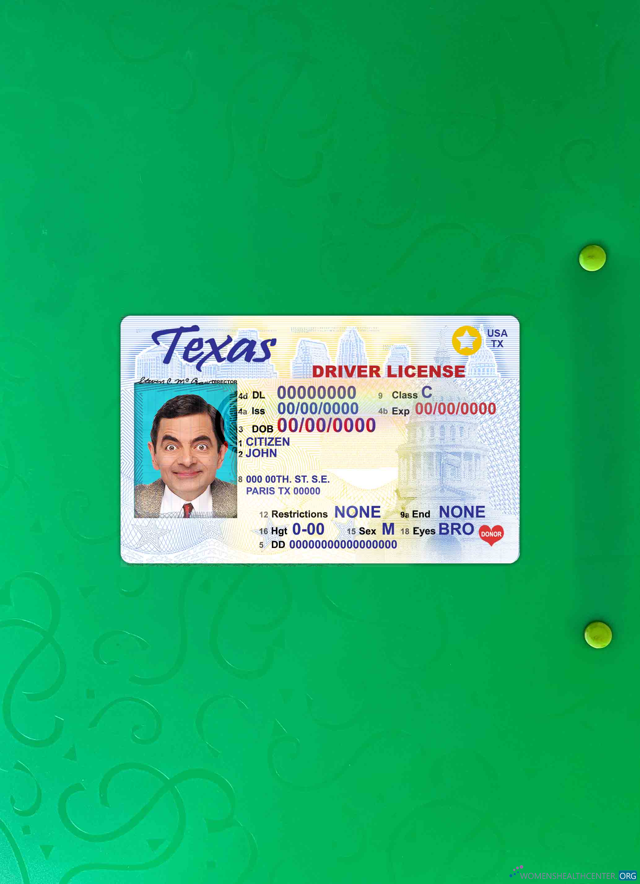 Download USA Texas DL photolook FRONT Photoshop template